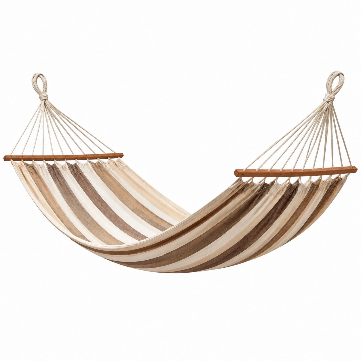 Amaca in cotone con righe beige e marroni