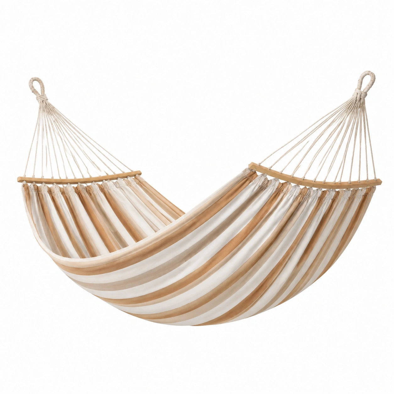 Amaca in cotone a righe beige e bianco