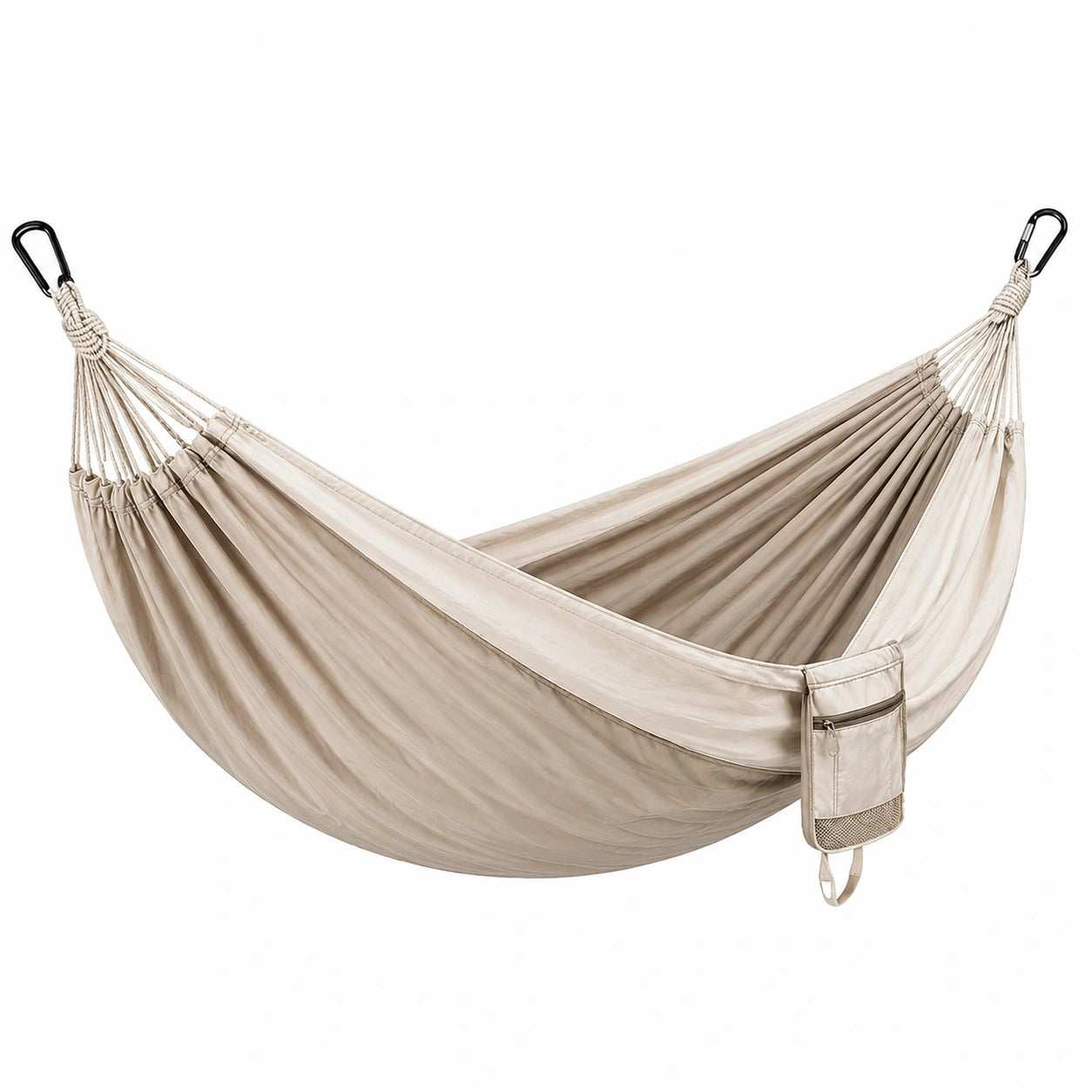 Amaca in nylon beige con tasca portaoggetti