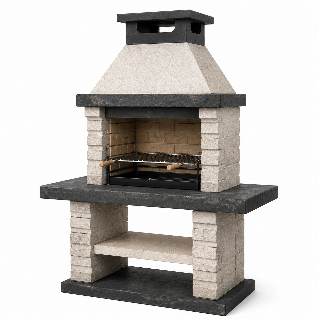 Barbecue in cemento refrattario bianco e grigio