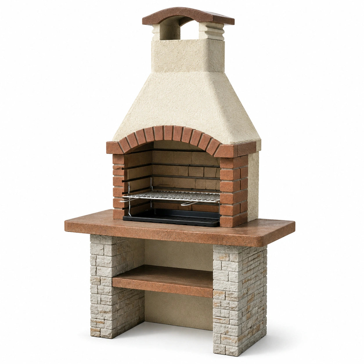 Barbecue da Giardino in Pietra e Mattoni con Griglia in Acciaio Inossidabile