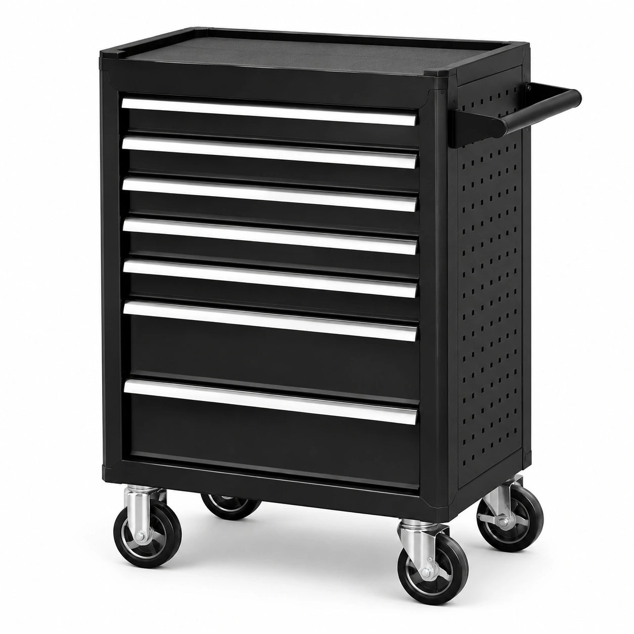 Carrello portautensili in metallo nero con 7 cassetti