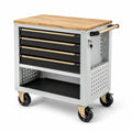 Carrello portautensili in acciaio e legno con ruote 80x40x85 cm