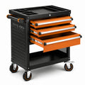 Carrello portautensili in metallo con 3 cassetti arancione e nero