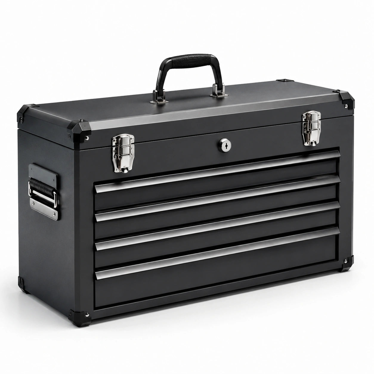 Cassetta degli attrezzi in metallo nero con 4 cassetti 55x25x35 cm