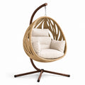Sedia Sospesa in Rattan Sintetico con Cuscini Crema
