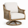 Poltrona girevole in legno e corda sintetica beige