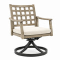 Sedia da esterno in legno e metallo con cuscino beige