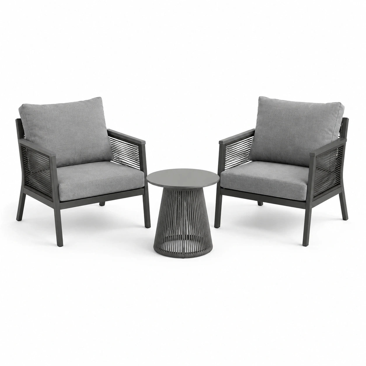 Set mobili da giardino in alluminio e tessuto grigio