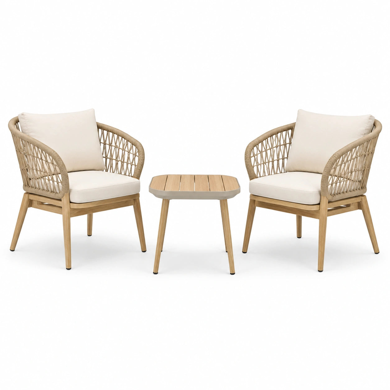 Set di mobili da giardino in legno e rattan sintetico