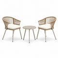 Set bistrot da giardino in alluminio e corda con cuscini crema