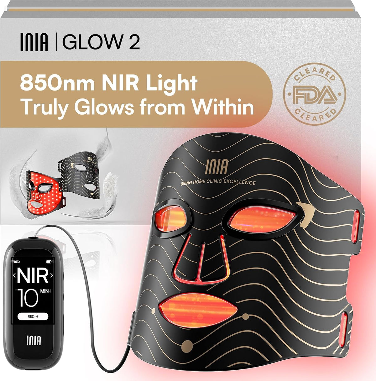 INIA, Maschere, Rosso/Blu, illuminazione LED, funzionamento senza fili