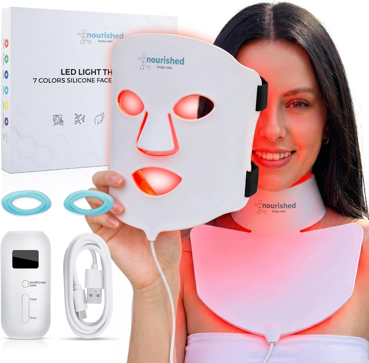 Maschere, Nourished Bodynskin, Rosso/Blu, illuminazione LED