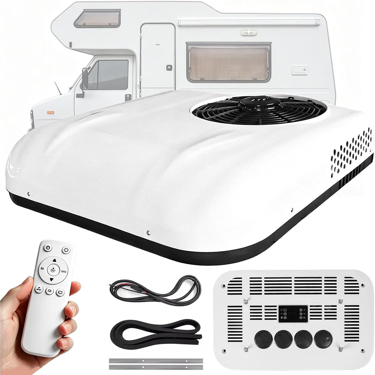 HNBYLMM, Condizionatore, 12 V, 50 dB, 65 x 65 x 15 cm, Bianco, telecomando, motore inverter