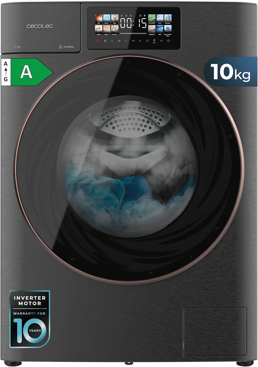 Lavasciuga, Cecotec, 6 Kg, 1400 rpm, 1400 giri/min, Bianco, motore inverter