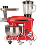 YARUMD FOOD, Robot da cucina, 5Litri, 600 g, 1500 W, Argento/Rosso, acciaio inox, illuminazione LED