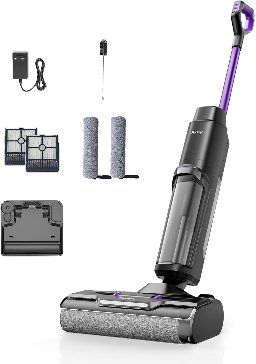 Vozascly, Aspirapolvere, W15, 65 dB, Nero, autopulizia, funzionamento senza fili, 3 in 1