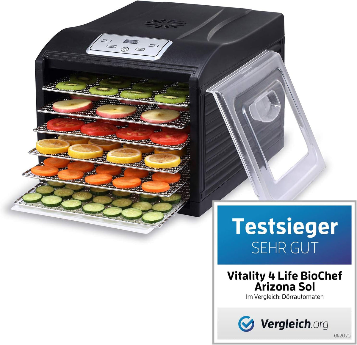 vitality4life, Essiccatori per alimenti, Trasparente/Argento, acciaio inox, 6 cassetti