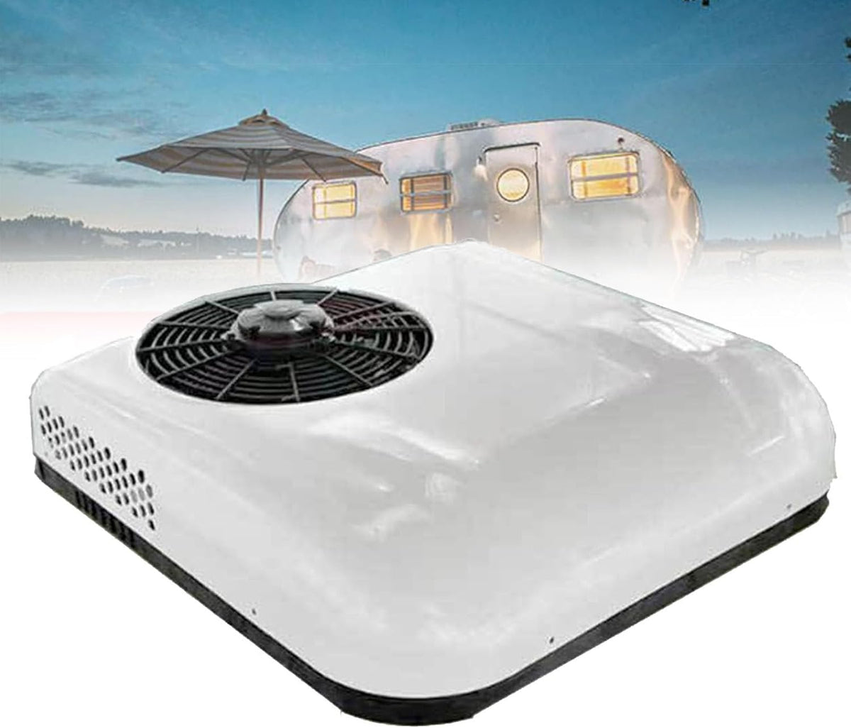 Condizionatore, 12 V, 68,5 x 68 x 14,5 cm, 450 m³/h, Bianco, telecomando