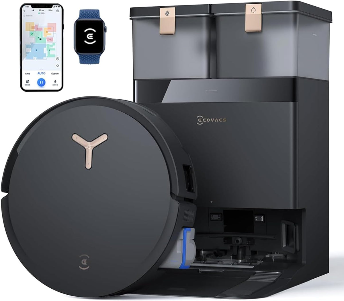 ECOVACS, Robot aspirapolvere, 40-75°C, Nero