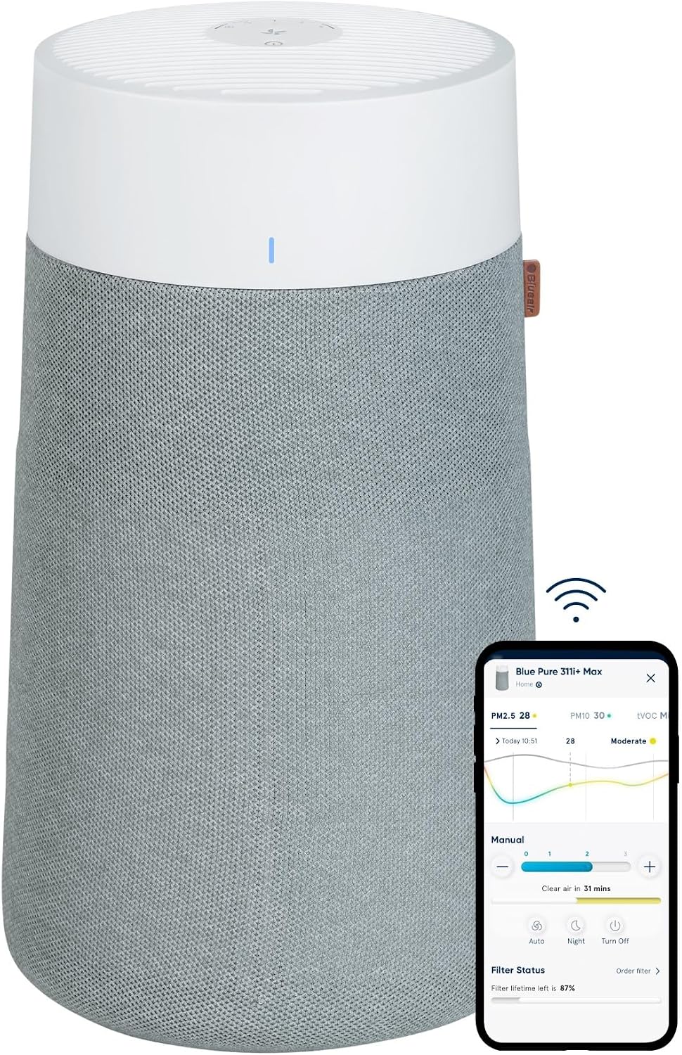 BLUEAIR, Purificatore d'aria, 103 m, 510 m³/h, 43 m, Blu