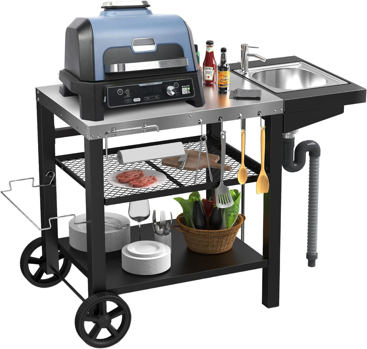 GFTIME, Carrelli, 107x63x81 cm, Nero