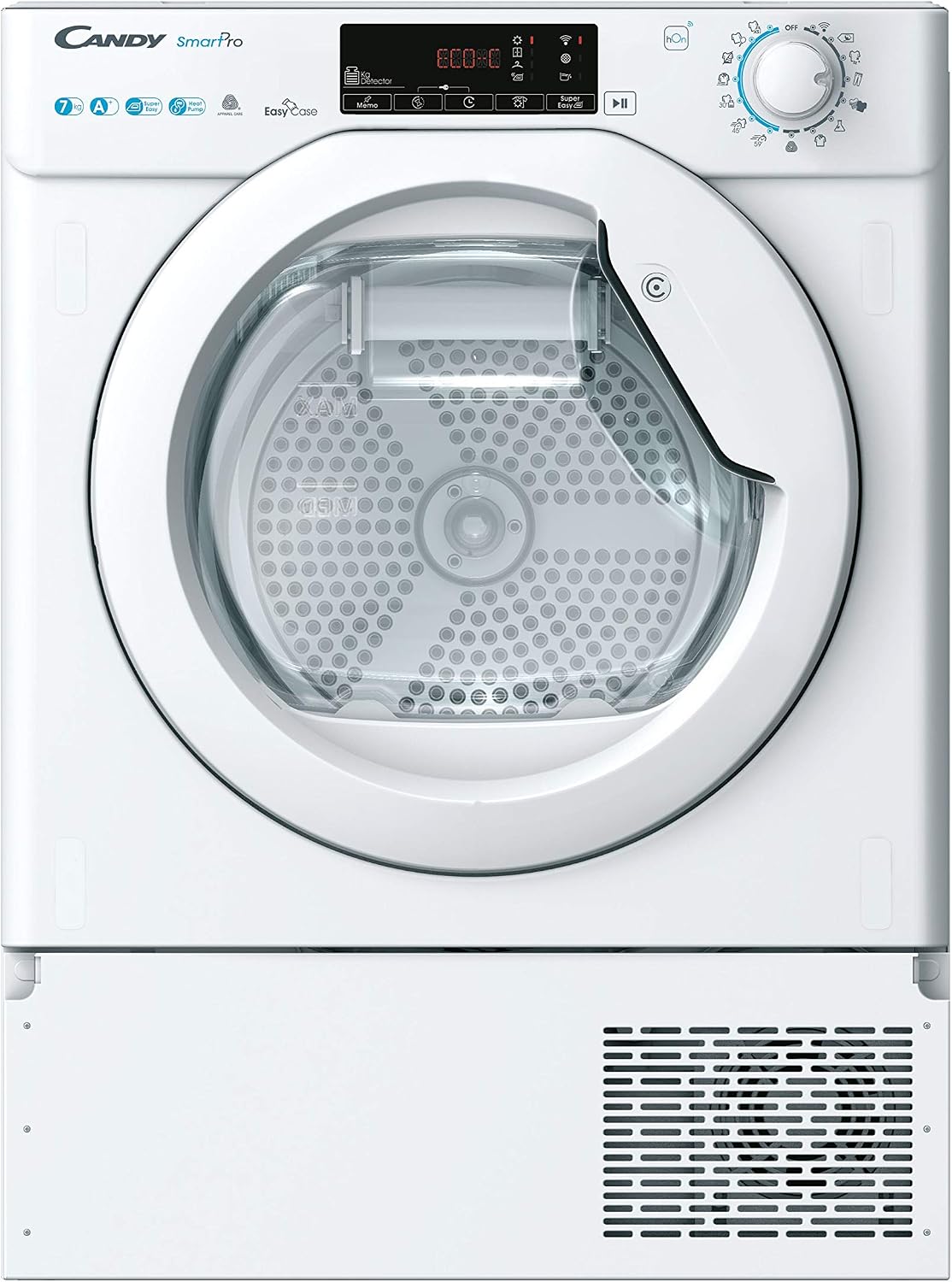 Asciugatrice, H7A1TE-S, CANDY, 60 x 46,5 x 85 cm, 7 Kg, Bianco, Wi-Fi, pompa di calore