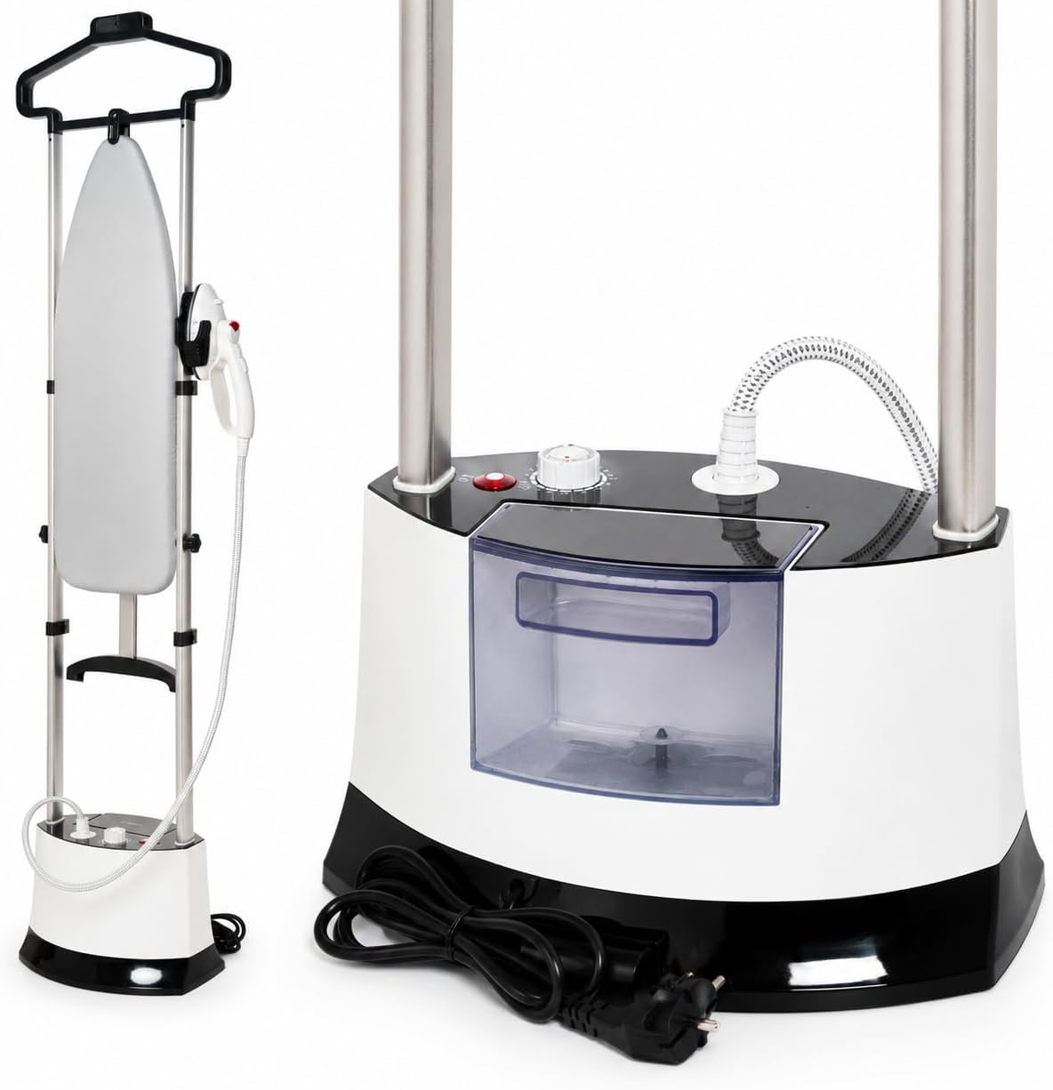 Stiratrici a vapore verticali, Venkillian, 1400 W, 6 Bar, 1.6 L, Nero, alluminio, struttura pieghevole, 2 in 1