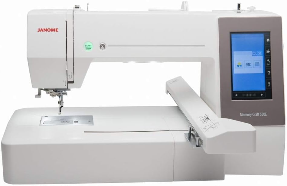 Janome, Macchina da ricamo, 550E, 360 x 200 mm, 11,5 kg, Nero, alluminio, USB