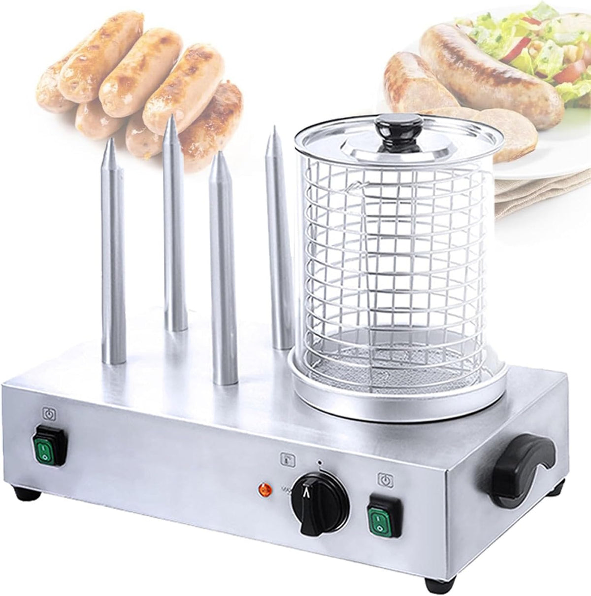 Cashwise, Macchine per Hot Dog, 10 kg, 800 W, 220 V, Argento, acciaio inox
