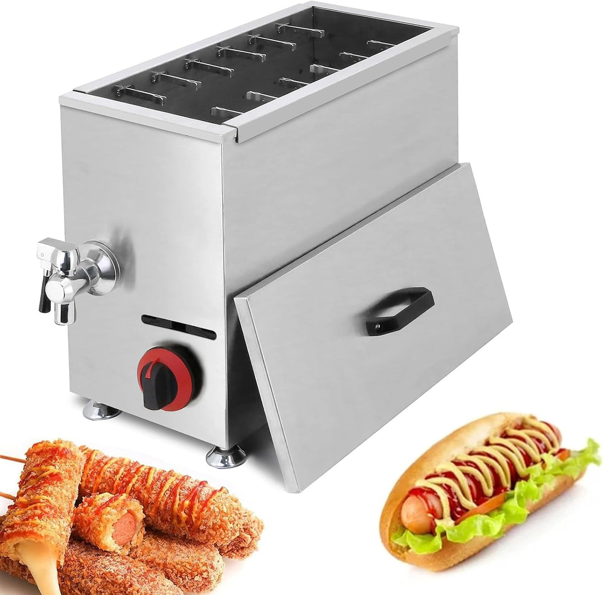 Macchine per Hot Dog, 21 l, 58 x 25 x 46 cm, 15 kg, Nero, acciaio inox