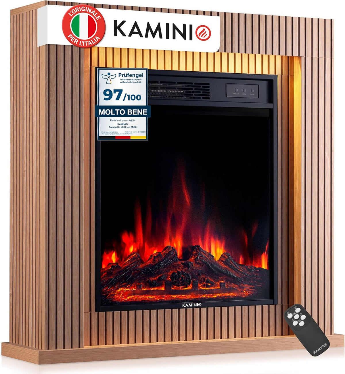 KAMINIO, Camino elettrico, 10 dB, 0,9 kW, 30 m, Nero, protezione dal surriscaldamento