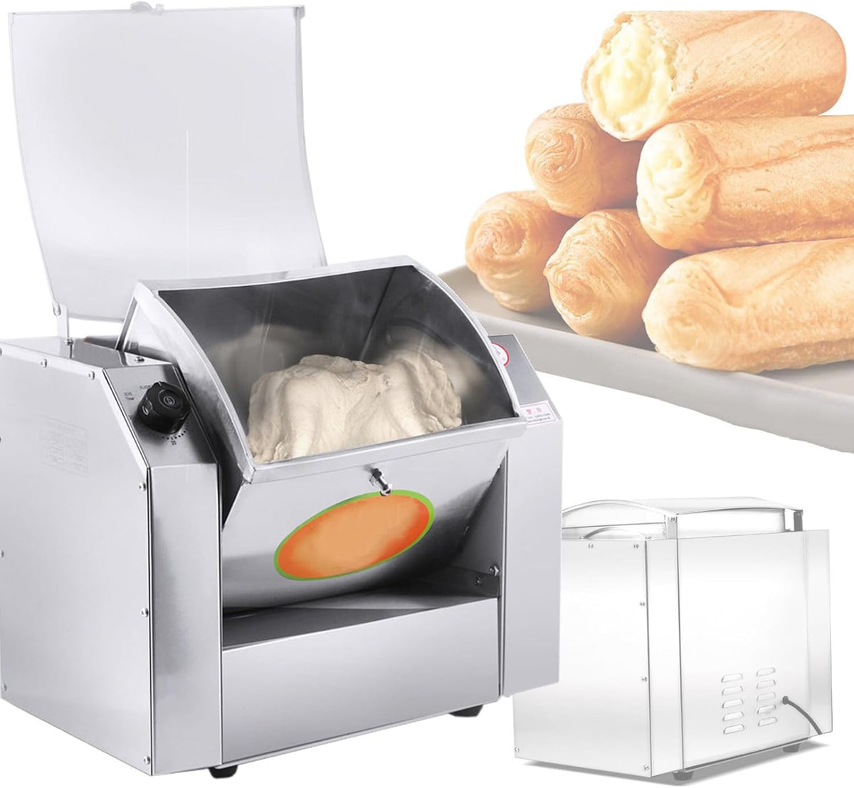 Impastatrice planetaria, 3 kg, 750 W, 47 × 30 × 41 cm, Argento, acciaio inox, vano contenitore, timer