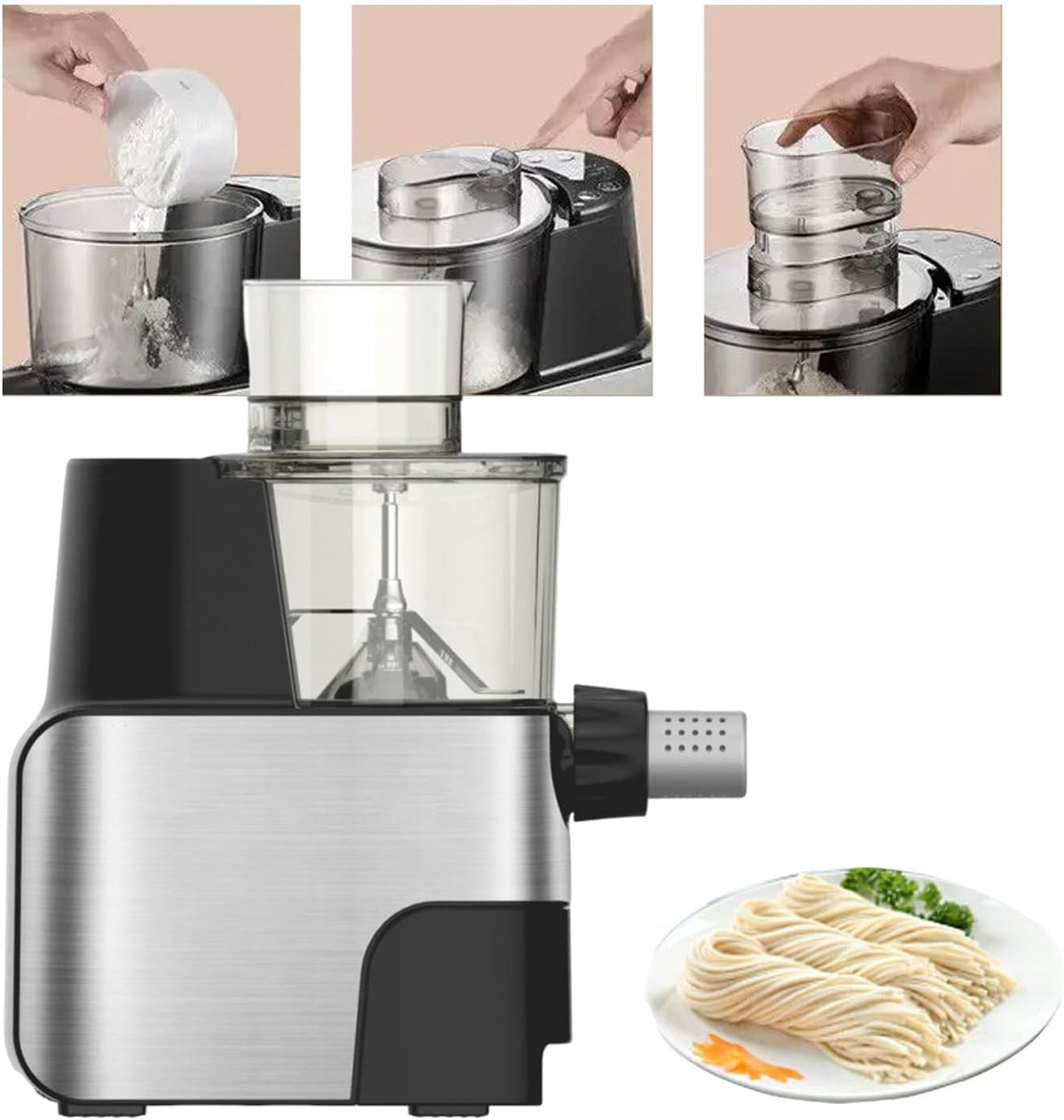 twostronking, Macchine per pasta a mano, 450 W, 1,5 L, 700 g, Nero