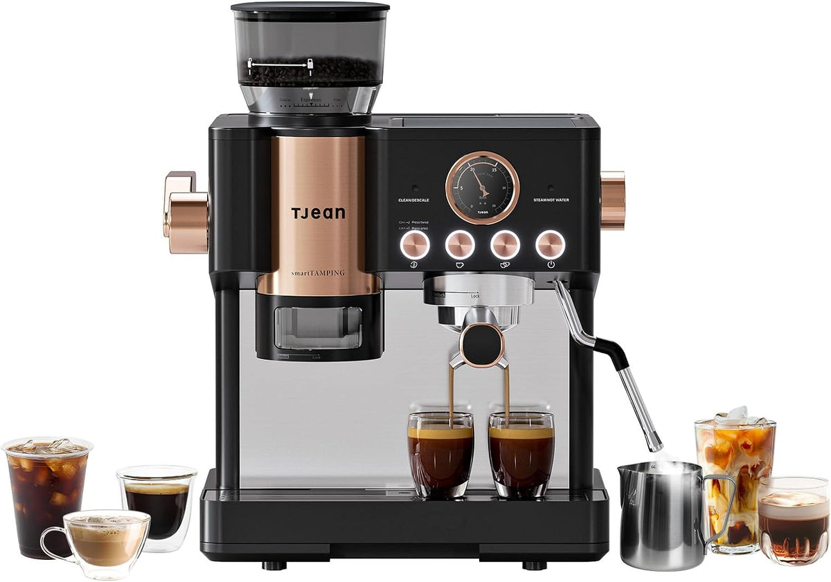 Tjean, Macchina da caffè, 2,8 L, Nero/Argento