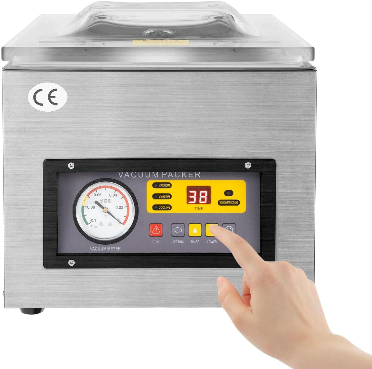 XUEMANSHOP, Macchine sottovuoto per alimenti, 120 W, 330 x 275 x 50 mm, 220 V, Nero, acciaio inox