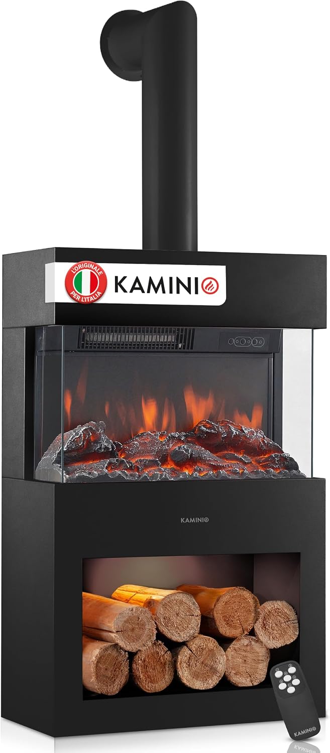 KAMINIO, Camino elettrico, 10 dB, 0,9 kW, 30 m, Nero, protezione dal surriscaldamento