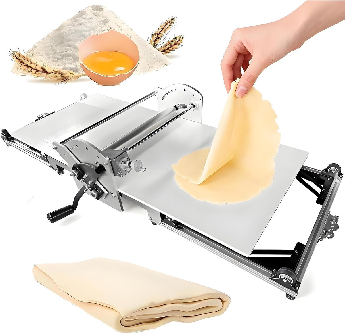 ESINY, Macchine per pasta a mano, 39,5 cm, 60 × 30 cm, 25 mm, Argento, acciaio inox, struttura pieghevole