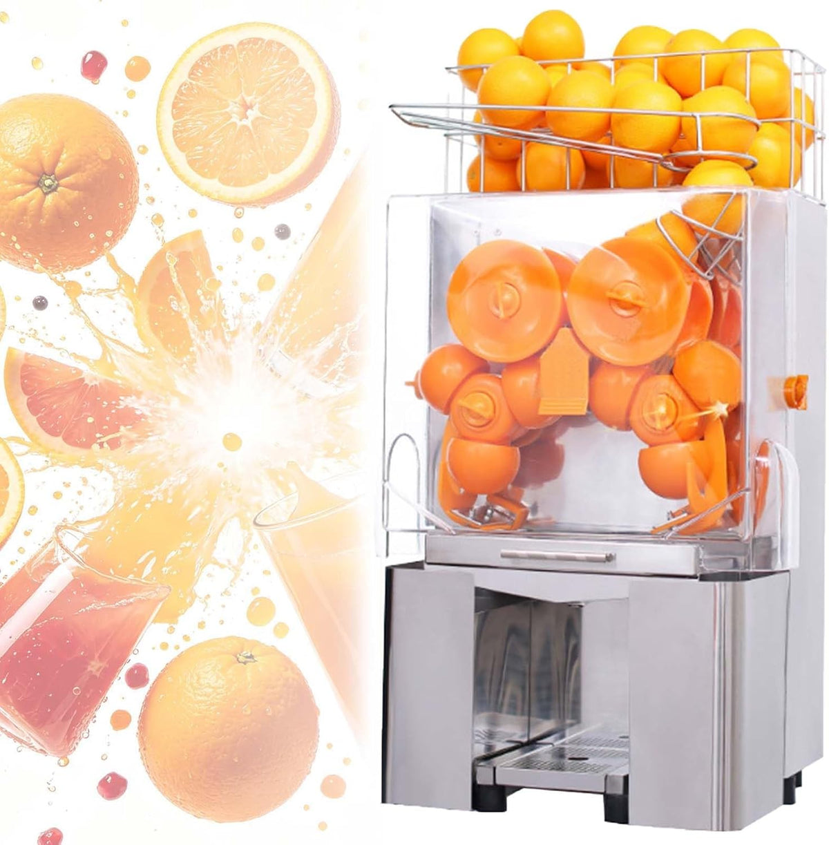 EXSHUING, Estrattori succo albero singolo masticatori, 30 × 40 × 78 cm, 120 W, 80 mm, Argento, acciaio inox