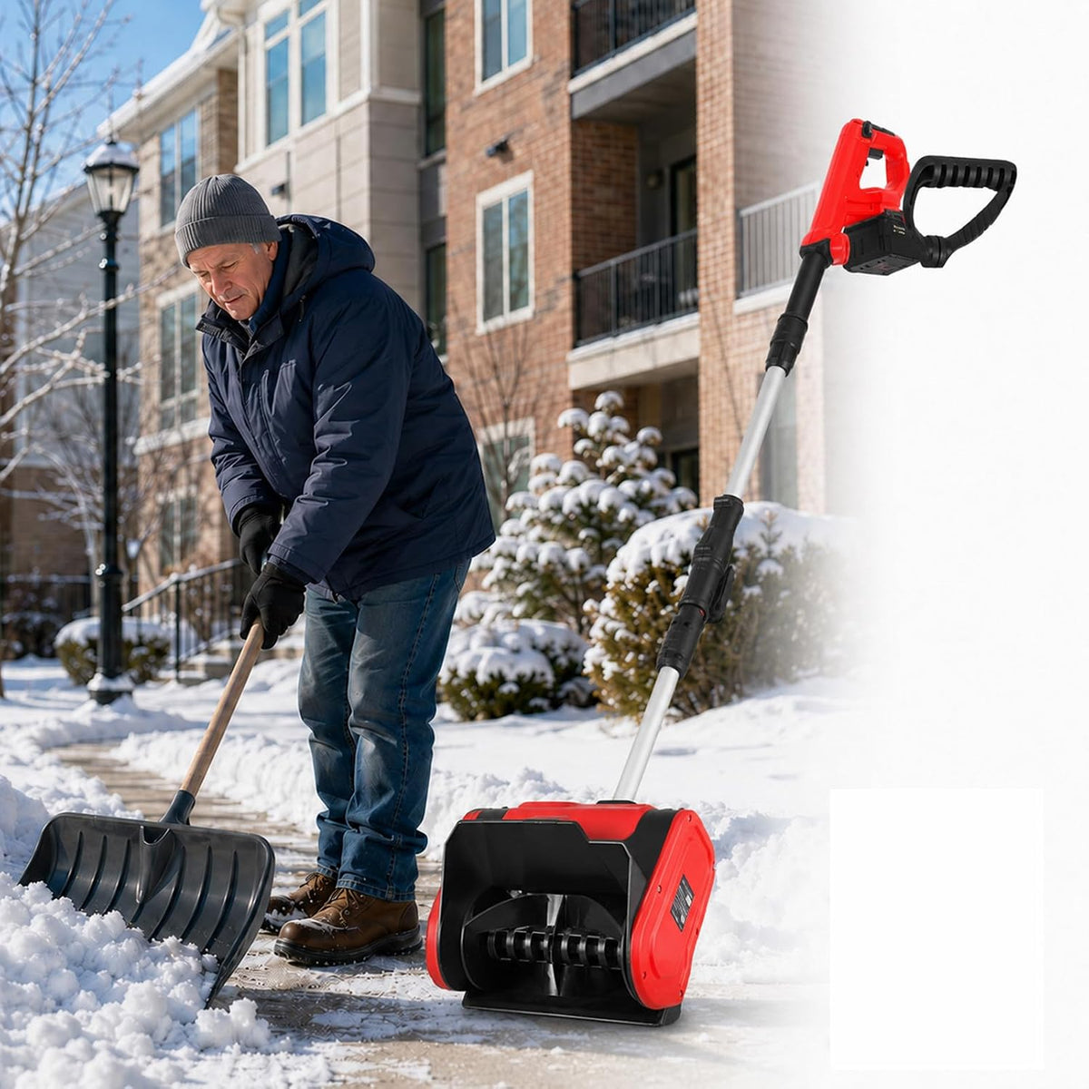 MASTLOUFUL, Pale da neve, 21 V, 1000 W, 31 cm, Nero, funzionamento senza fili