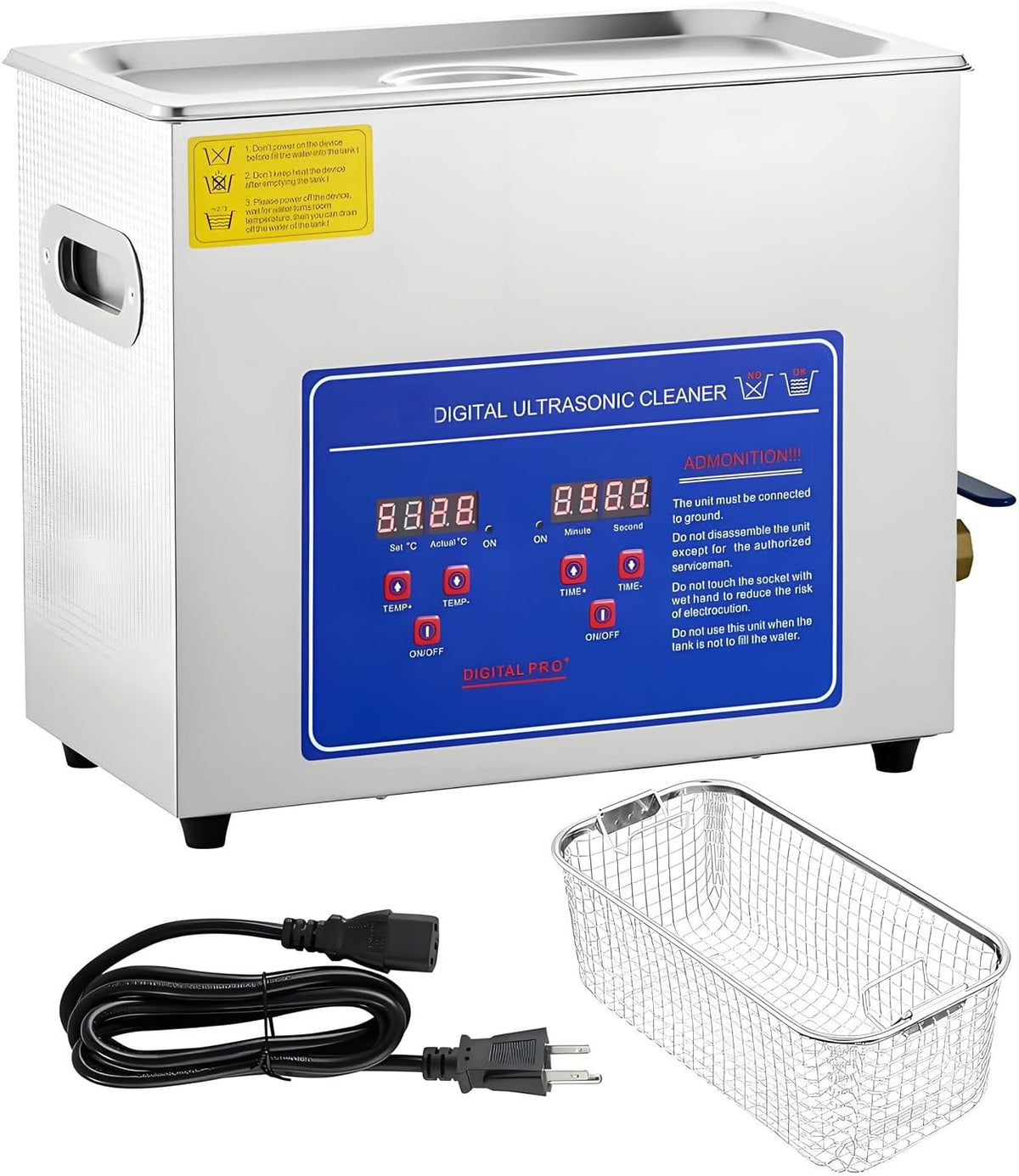 DNEPEI, Pulitori disco, 10 litri, 80 °C, 120 V, Nero, acciaio inox, vano contenitore, timer