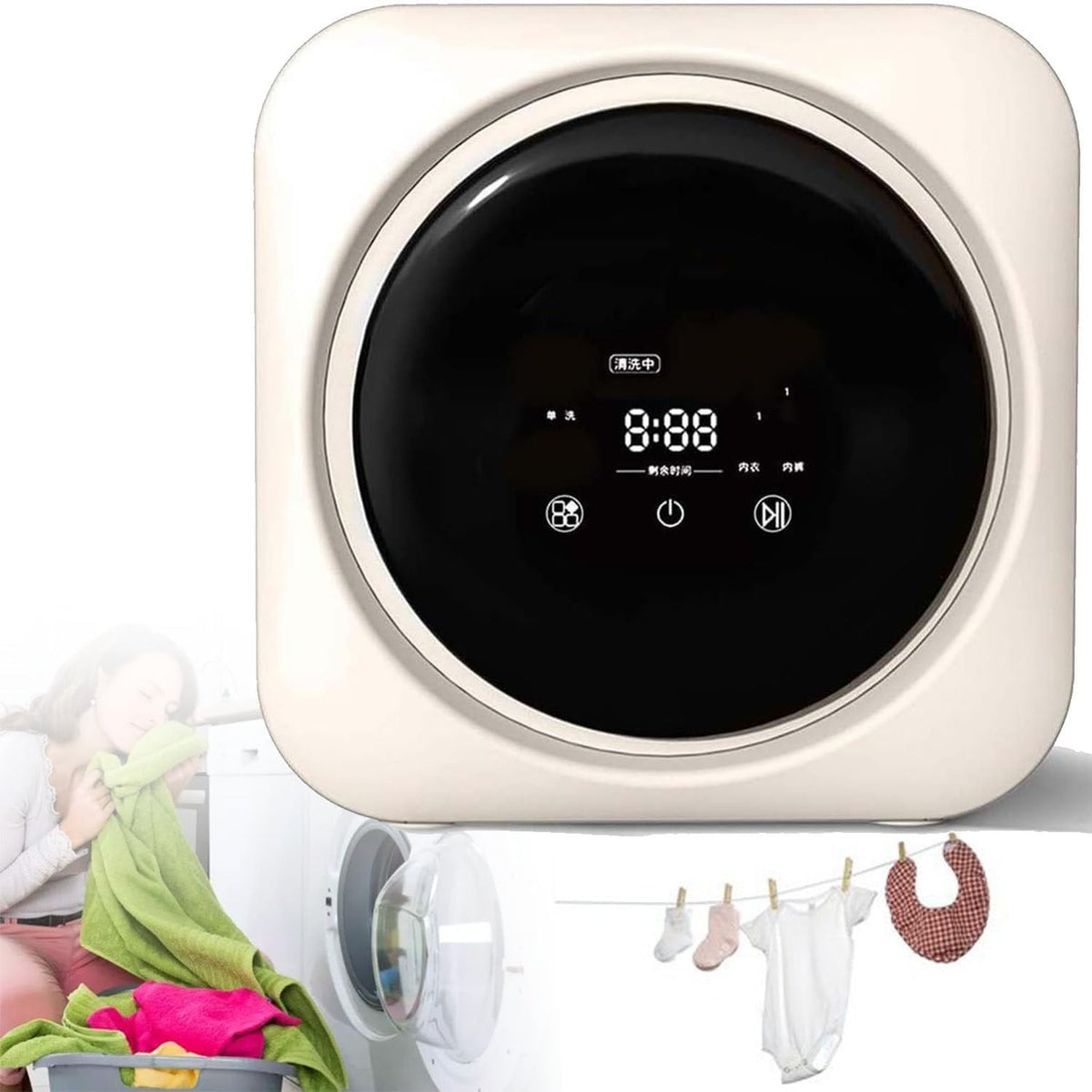 GEJLELDS, Lavatrice, 3,5 Litri, 170 W, 220 V, Bianco, acciaio inox