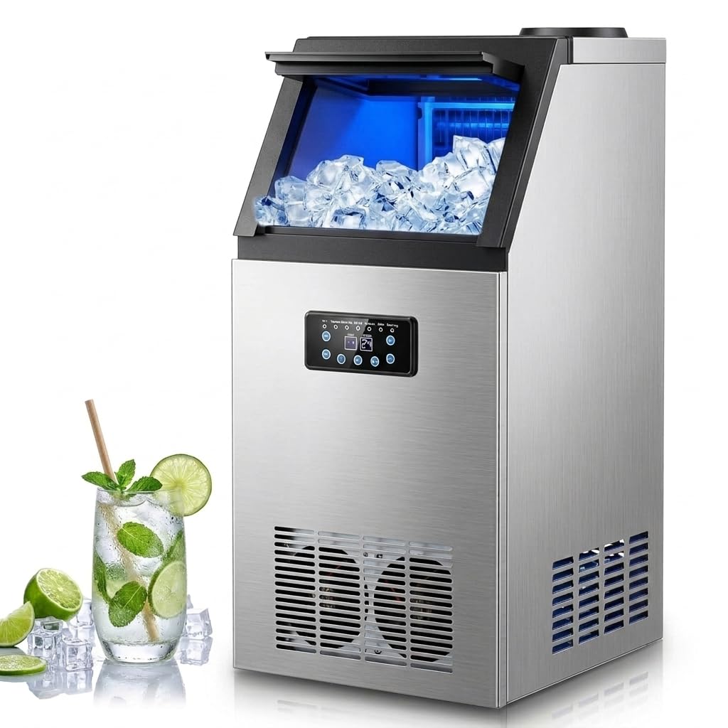 Macchina per cubetti di ghiaccio, Wilprep, 480 W, 59 kg/24h, 25,2 x 36 x 37,1 cm, Argento, acciaio inox