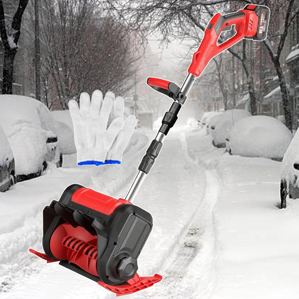 Pale da neve, 1200 W, 8 m, 60 x 39 x 28 cm, Nero, struttura pieghevole, funzionamento senza fili