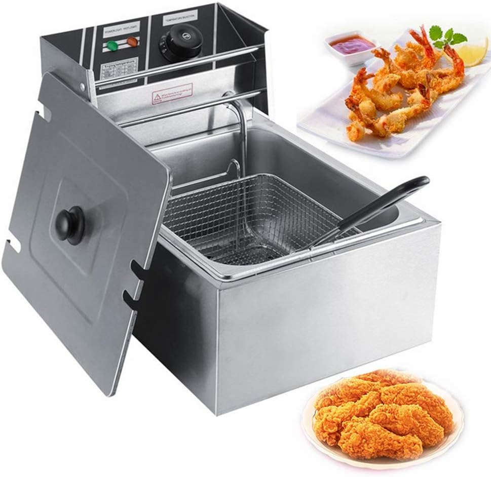 Wakects, Friggitrici, 6 L, 2500 W, 44 x 28,5 x 28 cm, Argento, acciaio inox