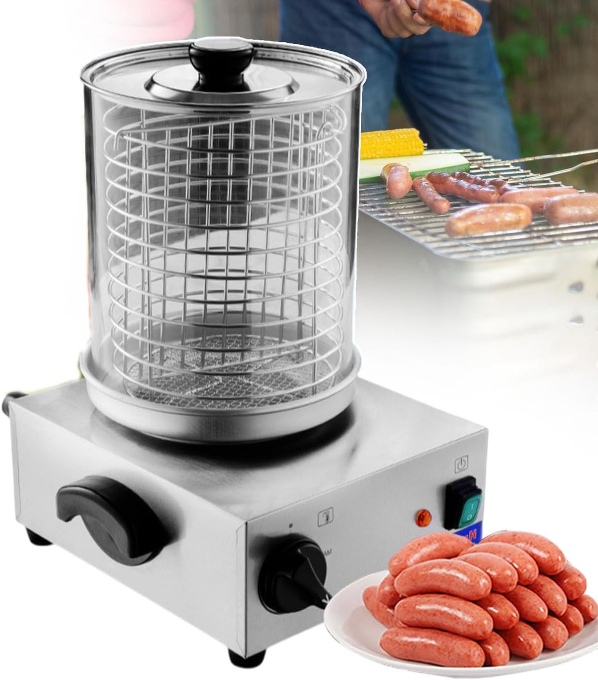 smafoseedding, Macchine per Hot Dog, 220 V, 538 W, 340 mm, Argento, acciaio inox