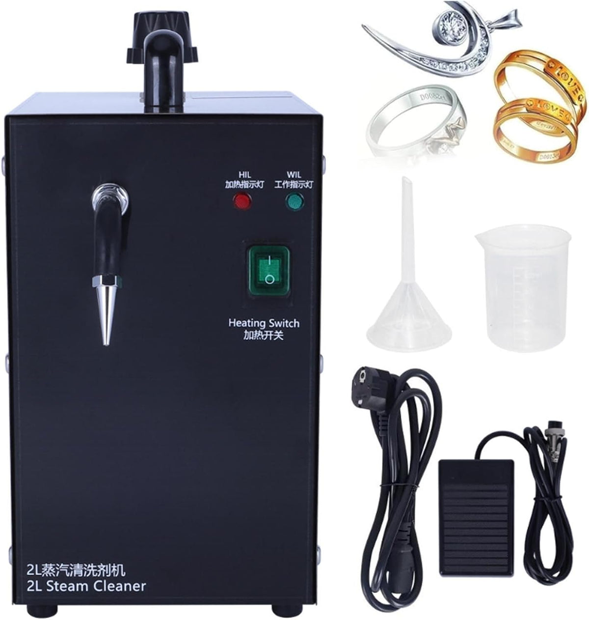 Pulitore a vapore, 1300 W, 2 l, Argento, acciaio inox, spegnimento automatico, protezione dal surriscaldamento