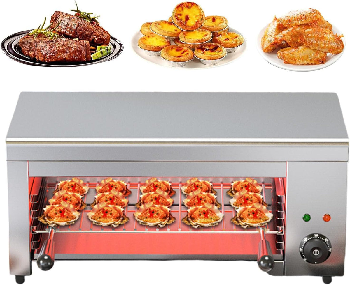 TBANVOO, Forno elettrico, 2000 W, 45 x 26 cm, 50–300°C, Argento, acciaio inox, altezza regolabile, funzione grill