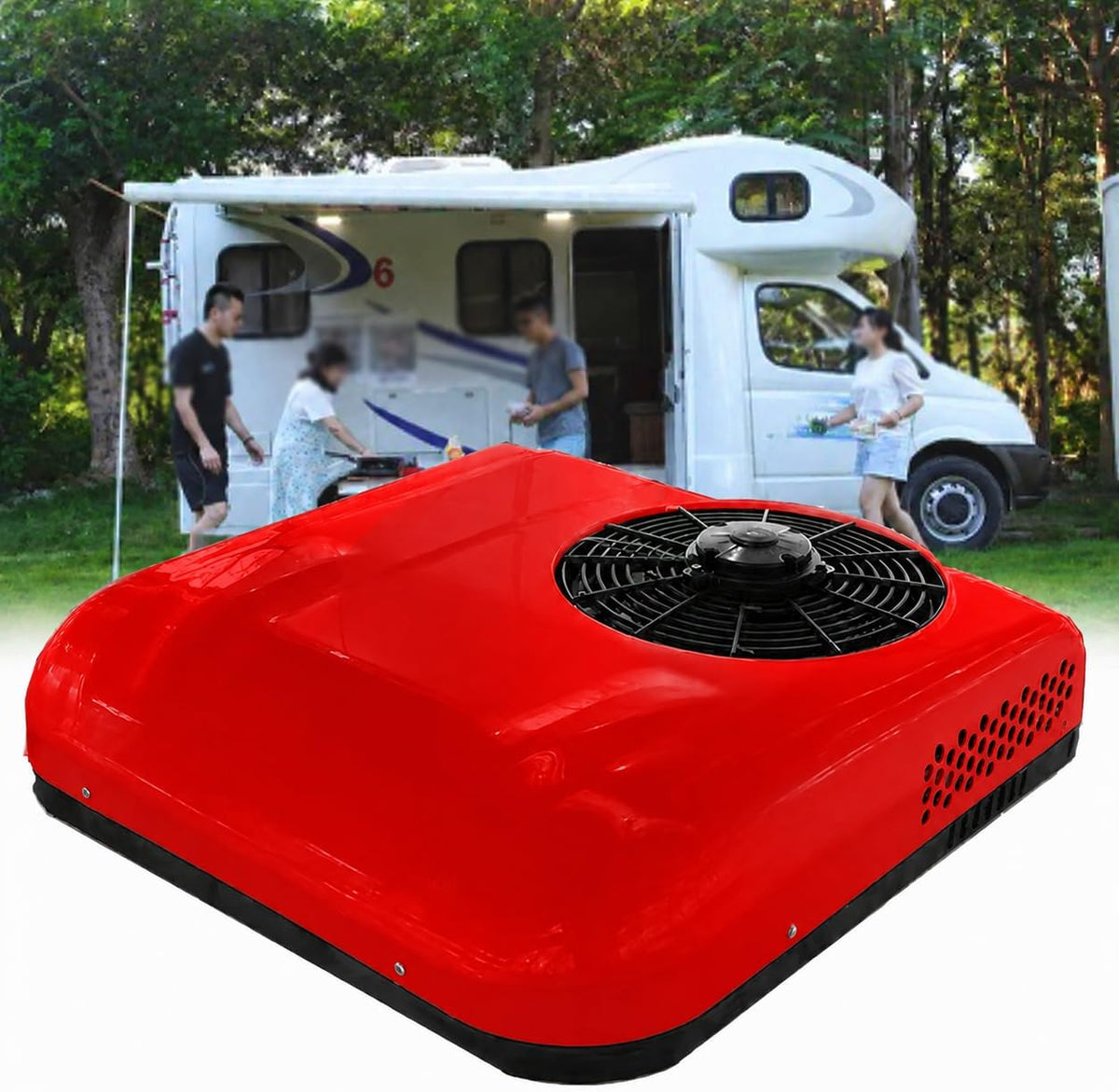 SPECIALBIEGEBUY, Condizionatore, 12 V, 68,5 × 68 × 14,5 cm, 800 W, Bianco, telecomando, motore inverter
