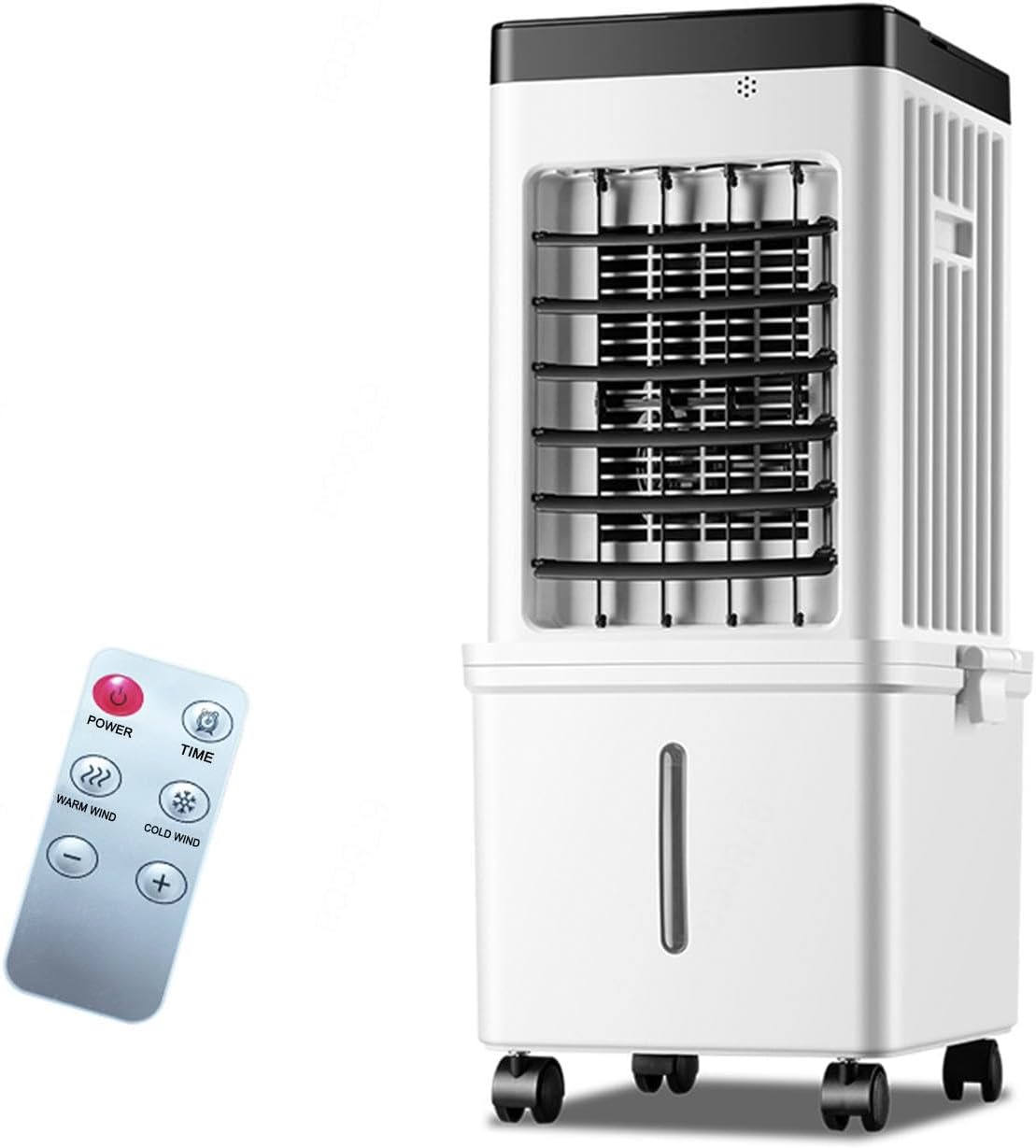 Hazomeu, Condizionatore portatile, 15 L, 23 x 27 x 60 cm, 220 V, Bianco, illuminazione LED, telecomando, timer